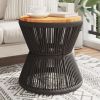 Coffee Table with Wire Base Black Ø 17.7"x17.3" Solid Wood Acacia