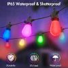 48FTColor Changing Outdoor String Lights , Dimmable String Lights for Outside Waterproof with 16 Shatterproof LED Bulbs, Remote Control Patio Lights f