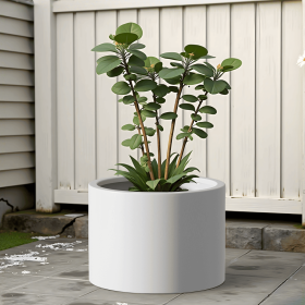 Heavy Duty Corten Steel Round Raised Garden Bed Kit – 15.5" Dia. x 20" H. – Pre-Rusted Metal Planter Box for Vegetables, Flowers, Herbs – White – Idea