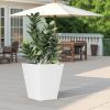 22" H Tall Mental Tapered Planter – Large Outdoor & Indoor Garden Plant Pot with Drainage Hole and Rubber Plug, Stylish Burnished White Finish for Hom