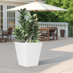 22" H Tall Mental Tapered Planter – Large Outdoor & Indoor Garden Plant Pot with Drainage Hole and Rubber Plug, Stylish Burnished White Finish for Hom