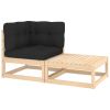 2 Piece Patio Lounge Set with Cushions Solid Pinewood
