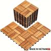 10pcs Deck Tiles - 11.8"x11.8" Interlocking Natural Solid Acacia Wood for Outdoor & Indoor, Patio Garden, Balcony, Poolside - Natural Color