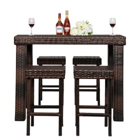 Free shipping Bar Stool-Table and Chair Set of 5 Brown Gradient  YJ