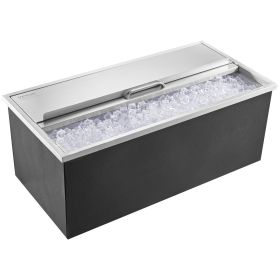VEVOR Drop in Ice Chest, 36"L x 18"W x 14"H Stainless Steel Ice Cooler, Commercial Ice Bin with Sliding Cover, 40.9 qt Outdoor Kitchen Ice Bar, Drain-