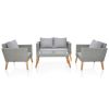 4 Piece Outdoor Patio Furniture Set, Resin Rattan and Acacia Wood Chairs Conversation Furniture Set for Backyard Balcony Deck with Soft Cushions and T