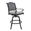 Premium Outdoor Aluminum Bar Stools with Olefin Cushions, Set of 2, Sandstorm