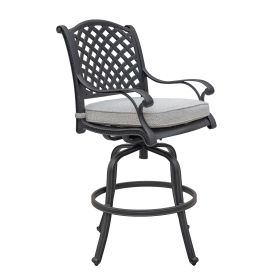 Premium Outdoor Aluminum Bar Stools with Olefin Cushions, Set of 2, Sandstorm