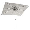 Outsunny 9' x 7' Solar Umbrella, LED Lighted Patio Umbrella for Table or Base with Tilt & Crank, Outdoor Umbrella for Garden, Deck, Backyard, Pool, Be