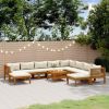 11 Piece Patio Lounge Set with Cream Cushion Solid Acacia Wood