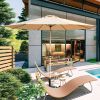 10FT Patio Umbrella, Outdoor Table Umbrella with Push Button Tilt and Crank, UV Protection Waterproof Market Sun Umbrella with 8 Sturdy Ribs for Garde