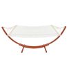 10.5ft Hammock with Wood Stand, Heavy Duty Roman Arc Pine Hammock Frame Hammock for Patio Backyard Balcony Porch, Amber Yellow & White RT