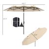 Double Sided Patio Umbrella, 9.5' Large Outdoor Market Umbrella with Push Button Tilt and Crank, 3 Air Vents and 12 Ribs, for Garden, Deck, Pool, Brow