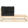 2 Piece Patio Lounge Set with Cushions Solid Pinewood