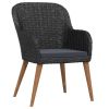 3 Piece Patio Dining Set with Cushions Black