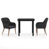 3 Piece Patio Dining Set with Cushions Black