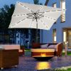 Outsunny 9' x 7' Solar Umbrella, LED Lighted Patio Umbrella for Table or Base with Tilt & Crank, Outdoor Umbrella for Garden, Deck, Backyard, Pool, Be