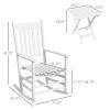 Outsunny Outdoor Rocking Chair Set of 2 with Side Table, Patio Wooden Rocking Chair with Smooth Armrests, High Back for Garden, Balcony, Porch, Suppor