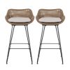 Outdoor 29.25'' Wicker and Iron Barstool with Cushion (Set of 2)