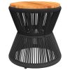 Coffee Table with Wire Base Black Ø 17.7"x17.3" Solid Wood Acacia