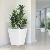 22" H Tall Mental Tapered Planter – Large Outdoor & Indoor Garden Plant Pot with Drainage Hole and Rubber Plug, Stylish Burnished White Finish for Hom