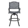 Premium Outdoor Aluminum Bar Stools with Olefin Cushions, Set of 2, Sandstorm