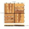 10pcs Deck Tiles - 11.8"x11.8" Interlocking Natural Solid Acacia Wood for Outdoor & Indoor, Patio Garden, Balcony, Poolside - Natural Color