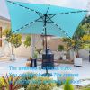 10 x 6.5Ft Rectangular Patio Solar LED Lighted Outdoor Market Umbrellas with Crank and Push Button Tilt for Garden Shade Swimming Pool