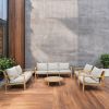 Direct Wicker 6-Piece Patio Conversation Set with Cushions and Coffee Table, Solid Acacia Wood Outdoor Sectional Sofa