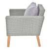 4 Piece Outdoor Patio Furniture Set, Resin Rattan and Acacia Wood Chairs Conversation Furniture Set for Backyard Balcony Deck with Soft Cushions and T