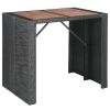 5 Piece Outdoor Bar Set Poly Rattan and Acacia Wood Black