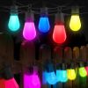 48FTColor Changing Outdoor String Lights , Dimmable String Lights for Outside Waterproof with 16 Shatterproof LED Bulbs, Remote Control Patio Lights f