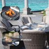 Direct Wicker Outdoor 9 Piece Patio Wicker Gas Fire Pit Set Round Table With Arm Chairs by Direct Wicker