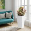 30" H Tall Mental Tapered Planter – Large Outdoor & Indoor Garden Plant Pot with Drainage Hole and Rubber Plug, Stylish Burnished White Finish for Hom