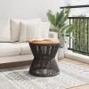 Coffee Table with Wire Base Black Ø 17.7"x17.3" Solid Wood Acacia