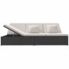 Convertible Sun Bed with Cushions Poly Rattan Black