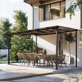 10' x 12' Outdoor Pergola Gazebo,Wall-Mounted Lean to Metal Awning Gazebo with Roof,Large Heavy Duty for Patio,Decks,Backyard (Color: as Pic)