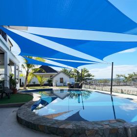 Artpuch Custom Size Sky Blue Sun Shade Sail Triangle Canopy 185 GSM Durable Fabric UV Block Awning for Outdoor Patio Garden Backyard (Customized Avail (Color: Sky Blue, size: 14x24x27.8)