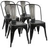 Metal Dining Chairs Set of 4 Indoor Outdoor Patio Chairs Stackable Kitchen Chairs with Back Restaurant Chair 330 LBS Capacity