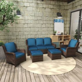 Patio Furniture Set Rattan Outdoor Sectional Conversation Sets 3-Seat Outdoor Couch,2 Single Chair and 2 Ottoman for Lawn, Balcony, Garden, Backyard ( (Color: as Pic)