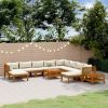 12 Piece Patio Lounge Set with Cream Cushion Solid Acacia Wood