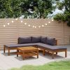 6 Piece Patio Lounge Set with Cushion Solid Acacia Wood