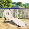 Outdoor Folding Chaise Lounger with Hand Rope and Detachable Pillow