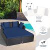 Spacious Outdoor Rattan Daybed with Upholstered Cushion