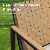 4 Pieces Metal Patio Furniture Set, Hand-Made Drawstring Outdoor Patio Conversation Sets Outside loveseat with Soft Cushion for Garden, Backyard, Porc