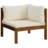 8 Piece Patio Lounge Set with Cream Cushion Solid Acacia Wood