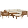 8 Piece Patio Lounge Set with Cream Cushion Solid Acacia Wood