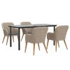 5 Piece Patio Dining Set with Cushions Brown
