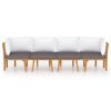 4 Piece Patio Lounge Set with Cushions Solid Acacia Wood