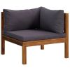 6 Piece Patio Lounge Set with Cushion Solid Acacia Wood